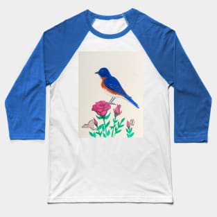 New York state bird and flower, the bluebird and rose Baseball T-Shirt